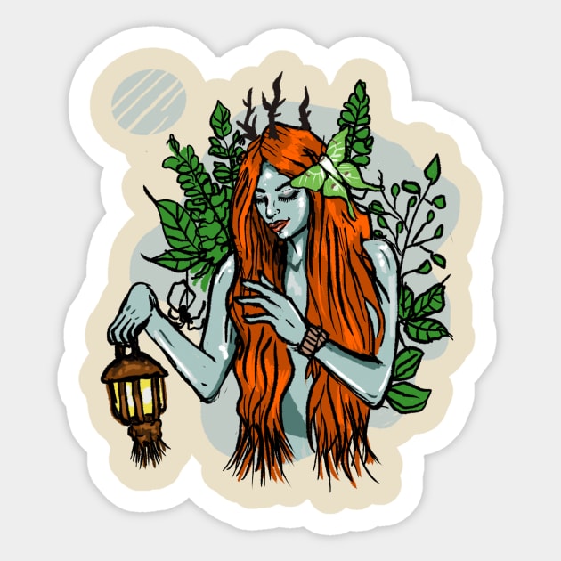 Forest Witch, Alchemist Pagan Moon Sticker by LunaElizabeth